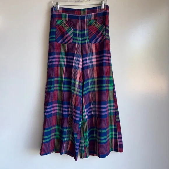 Maeve Multicolor Plaid Wide Leg Pants - Picture 5 of 15